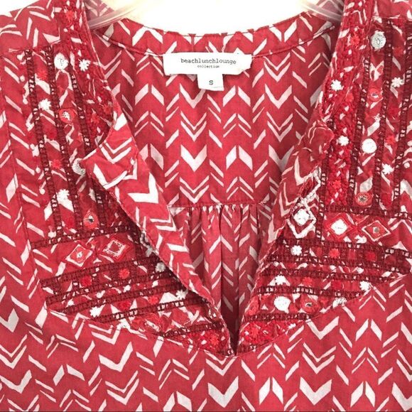 BeachLunchLounge chevron print V-neck tank S - Picture 2 of 7